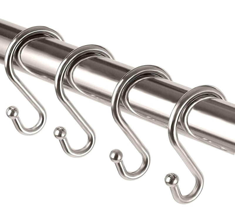 UNCONSIL Metal Shower Curtain Hooksï¼ŒSet of 12 Ringsï¼ŒRust Resistant S Shaped Hooks Hangers for Shower Curtains, Kitchen Utensils, Clothing, Towels, etc. (Nickel) - Image 1